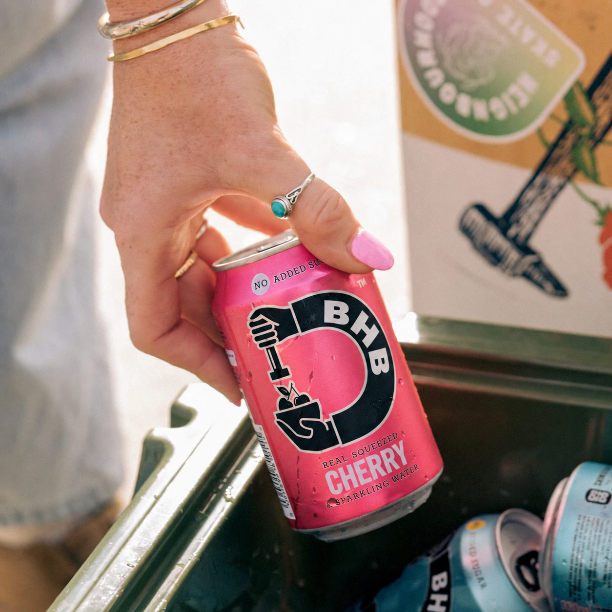 Cherry soda taken from a cooler