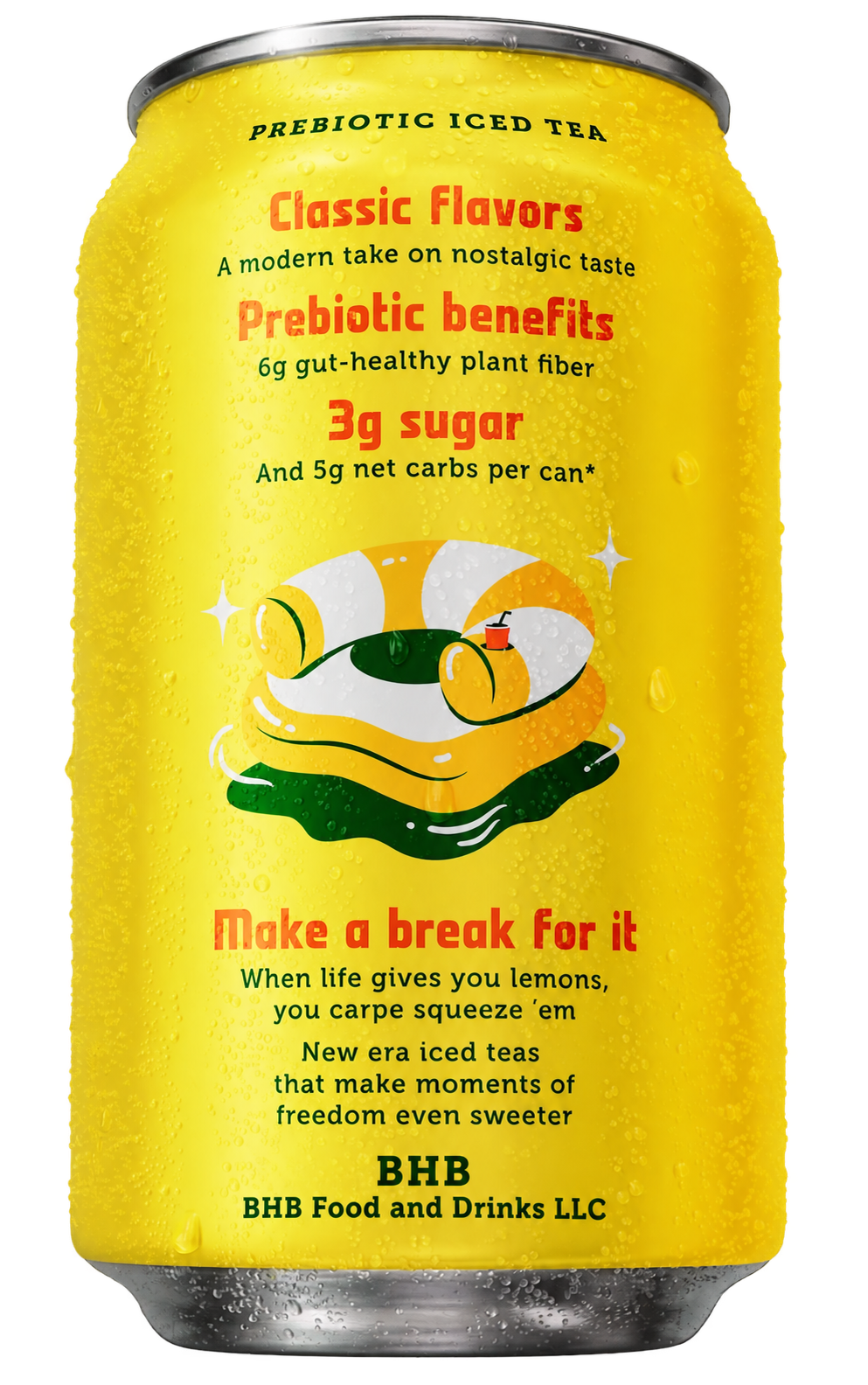 BHB Lemon Tea ingredients and nutrition on the back of the can
